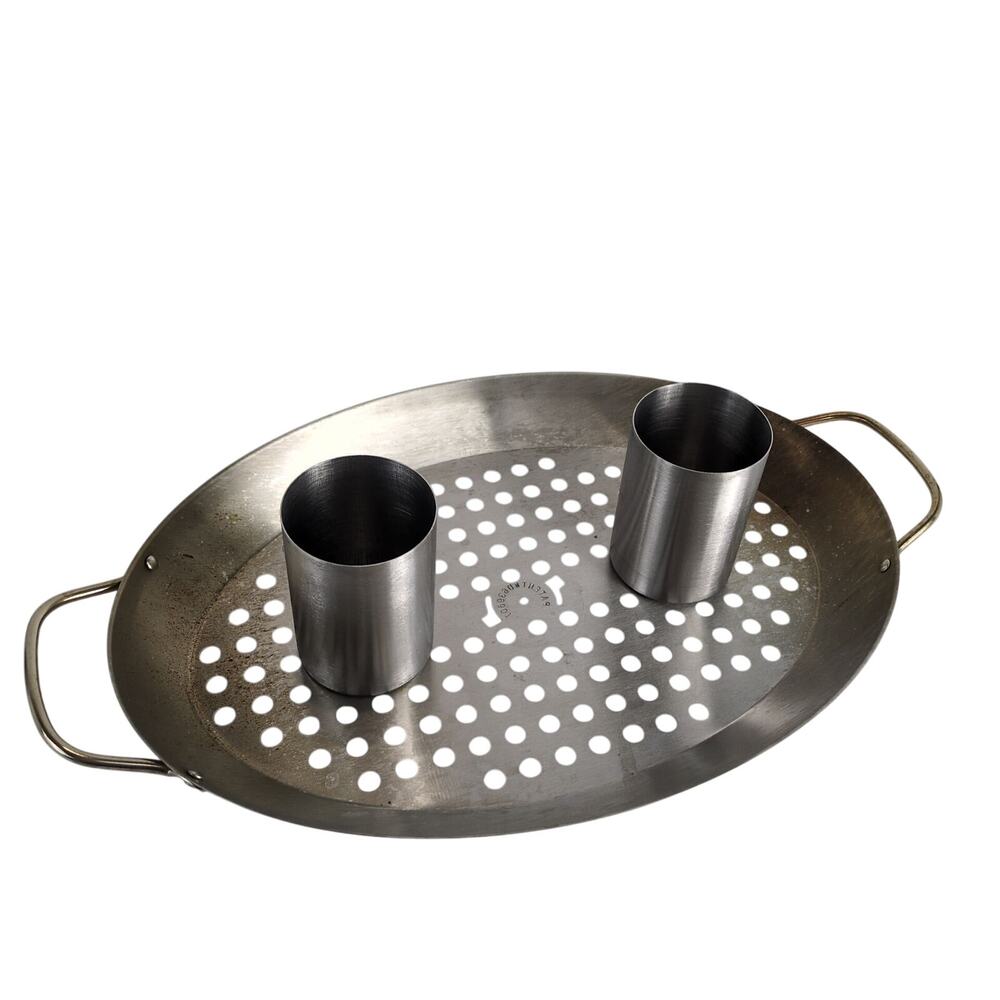 Charcoal Companion Stainless Steel Double Chicken Roasting Pan w/ Drip Tray